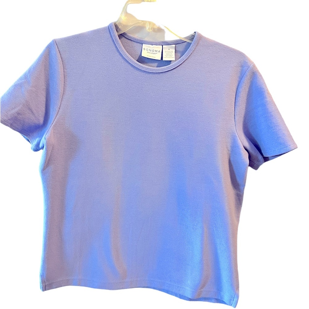 Beautiful Lavender Round Neck Short Sleeve Sweater by Sonoma Life+Style.  Size=M